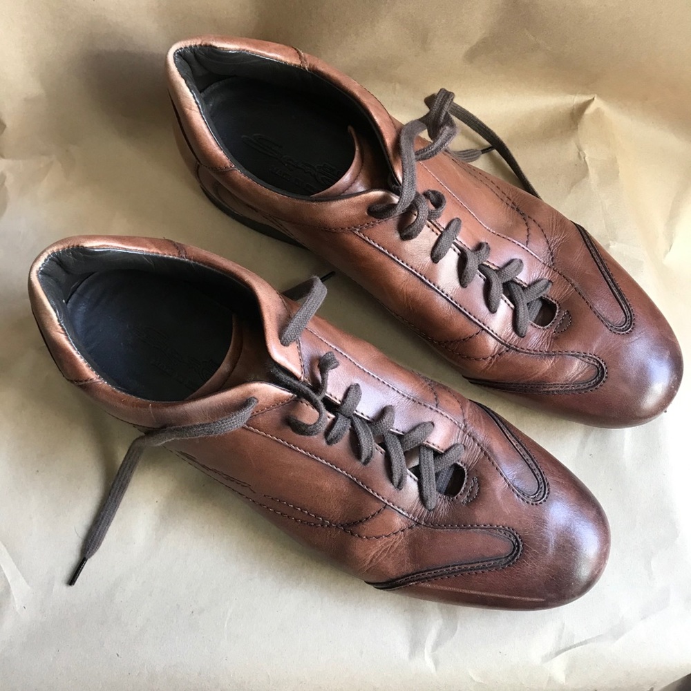 Santoni Club Italian Leather Sneakers